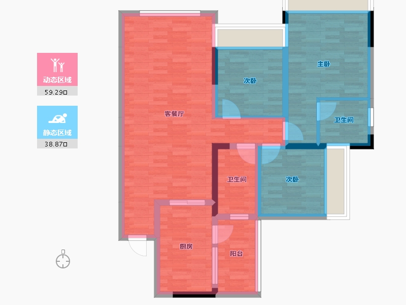 四川省-绵阳市-长虹天樾-86.92-户型库-动静分区