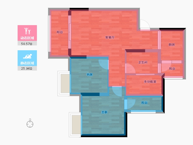 重庆-重庆市-港城印象-67.36-户型库-动静分区