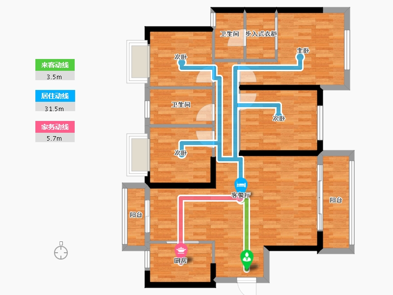 湖南省-长沙市-江山帝景-97.35-户型库-动静线