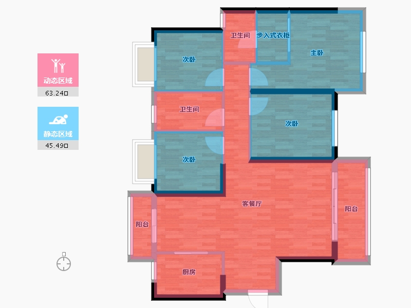 湖南省-长沙市-江山帝景-97.35-户型库-动静分区