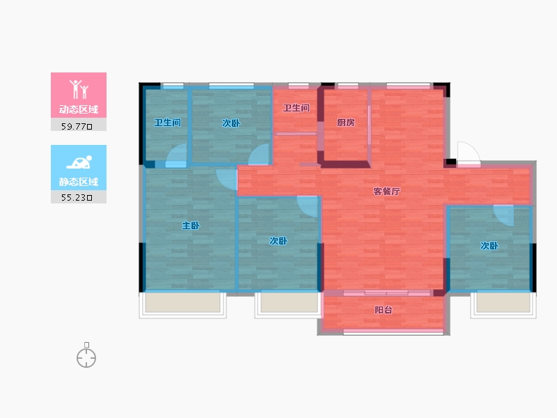 浙江省-湖州市-碧桂园西江月-104.14-户型库-动静分区