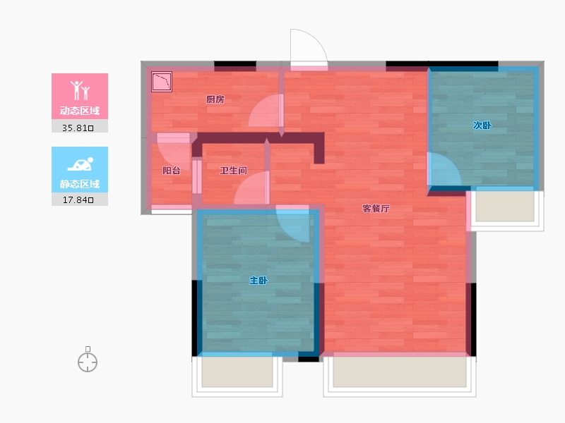 四川省-成都市-自在轩-46.64-户型库-动静分区