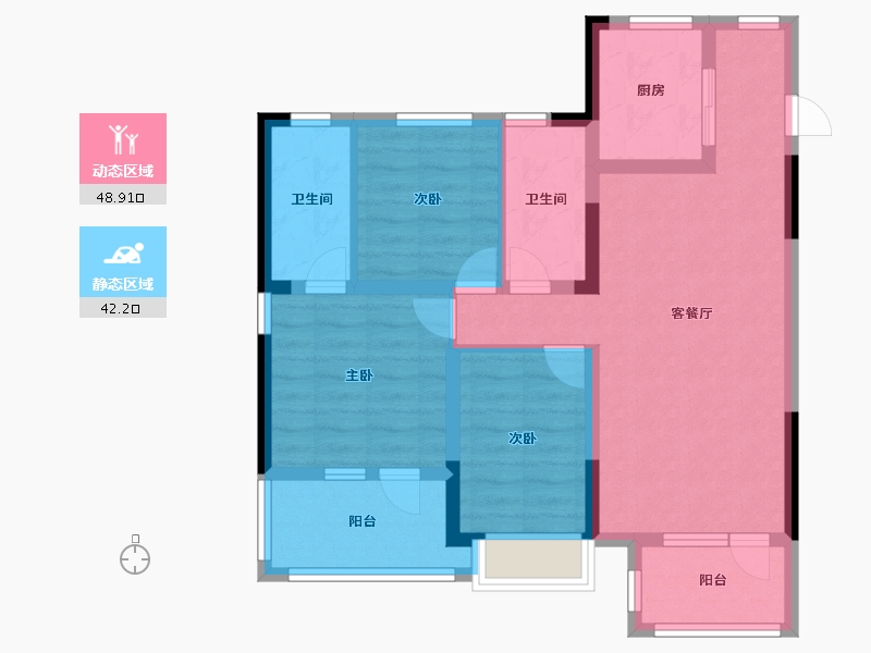 山东省-青岛市-卓越蔚蓝群岛-80.00-户型库-动静分区