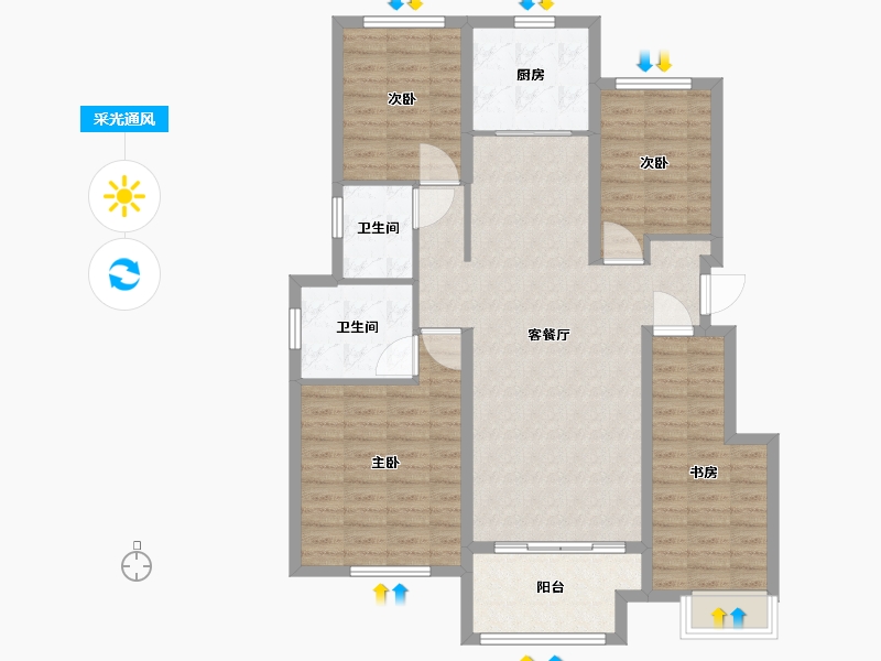 安徽省-合肥市-信地・华地城-107.01-户型库-采光通风