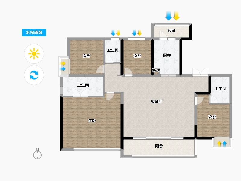 云南省-昆明市-融创文旅城-153.35-户型库-采光通风