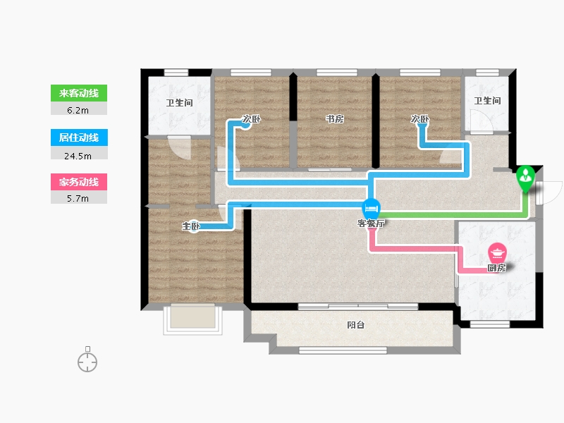 四川省-成都市-公园1号-104.67-户型库-动静线