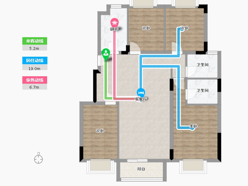 江苏省-无锡市-中洲花溪樾-95.98-户型库-动静线