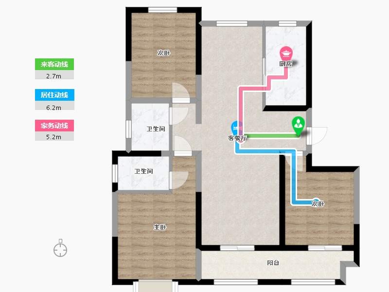 陕西省-渭南市-合阳*公园壹号-95.12-户型库-动静线