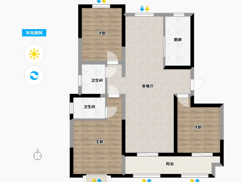 陕西省-渭南市-合阳*公园壹号-95.12-户型库-采光通风