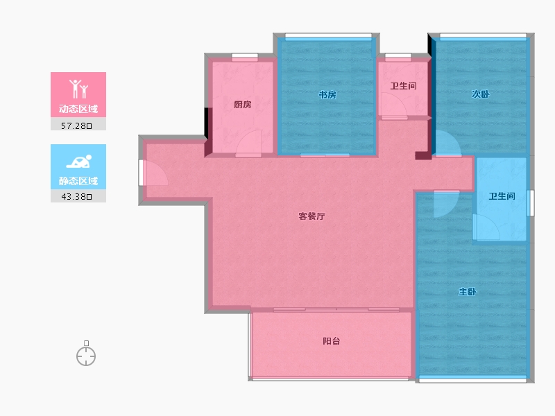 海南省-三亚市-北京城建海云府A2-91.76-户型库-动静分区