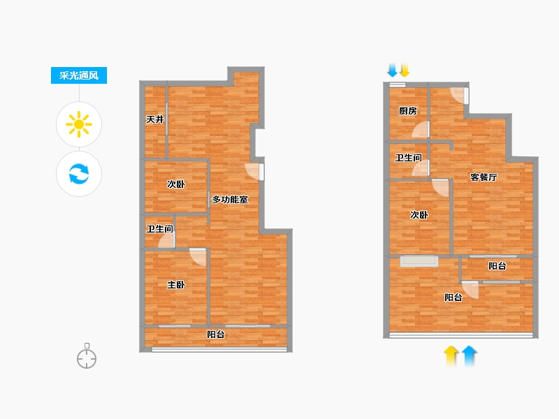 河北省-廊坊市-燕郊九里香堤-137.10-户型库-采光通风