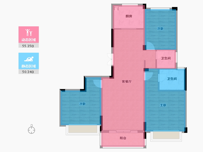 浙江省-金华市-保集江湾壹号-94.90-户型库-动静分区