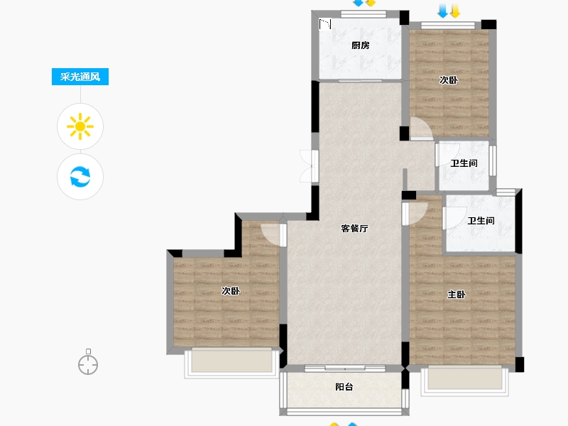 浙江省-金华市-保集江湾壹号-94.90-户型库-采光通风