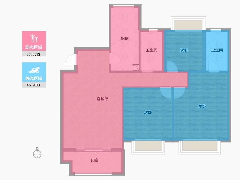 四川省-雅安市-水韵嘉苑-91.89-户型库-动静分区