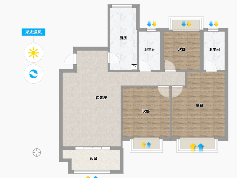 四川省-雅安市-水韵嘉苑-91.89-户型库-采光通风