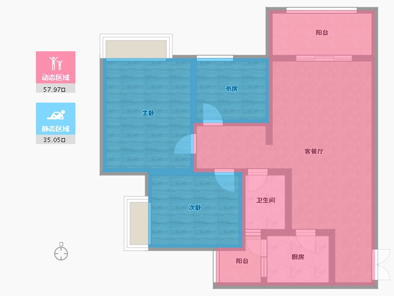 重庆-重庆市-凯邦两江城-81.90-户型库-动静分区