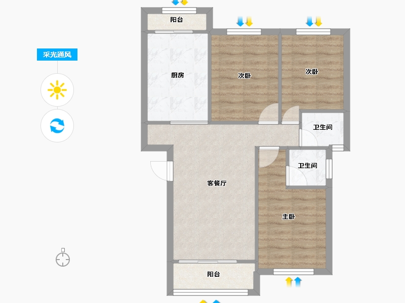 湖北省-襄阳市-正洪春天-65.99-户型库-采光通风