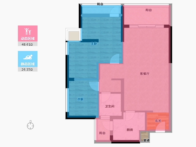 广东省-深圳市-仁恒公园世纪二期-66.50-户型库-动静分区