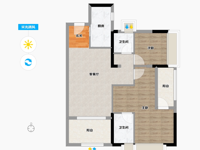 广东省-深圳市-卓越誉珑-79.00-户型库-采光通风