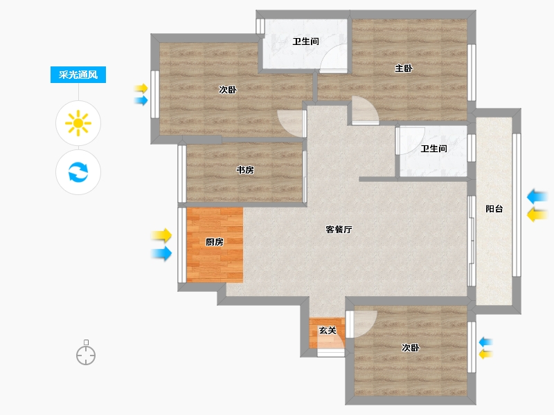 福建省-三明市-御景华府-78.82-户型库-采光通风