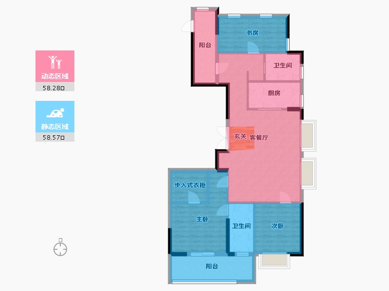 浙江省-宁波市-青樾府-105.00-户型库-动静分区