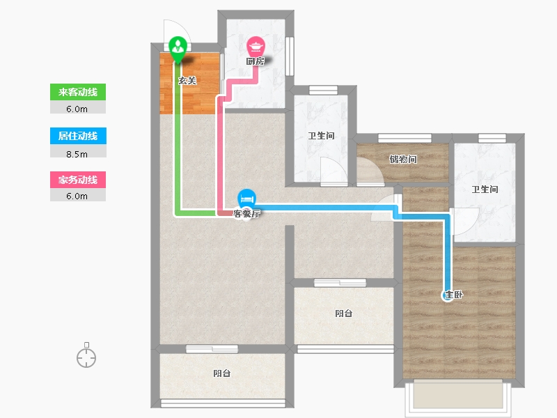 浙江省-宁波市-云山新语（云立方）-76.57-户型库-动静线