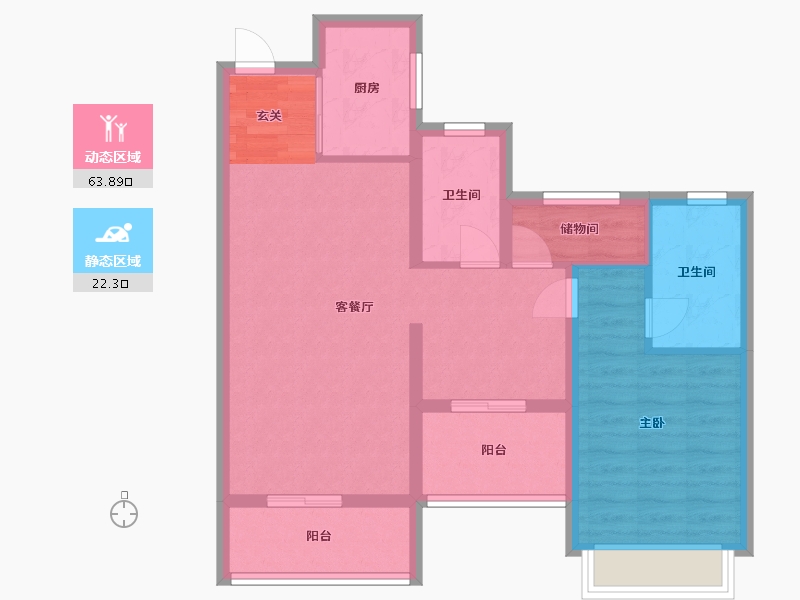 浙江省-宁波市-云山新语（云立方）-76.57-户型库-动静分区