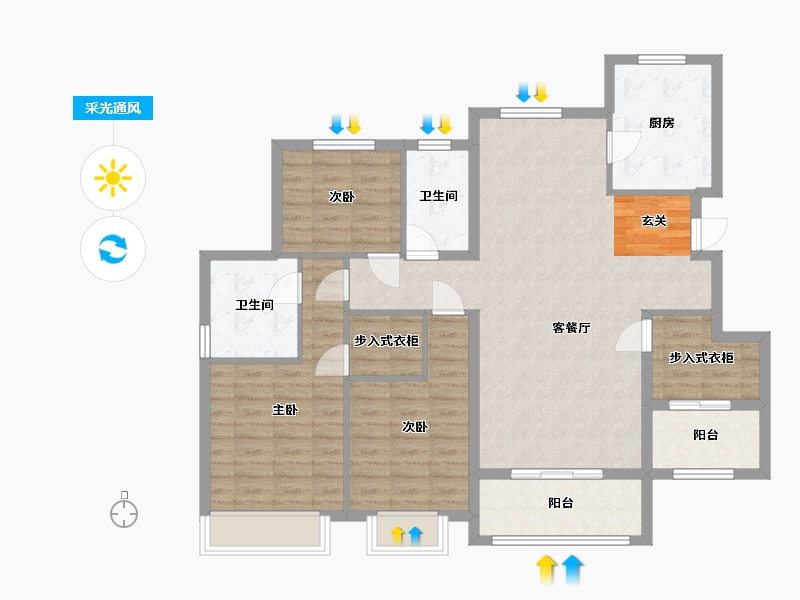 浙江省-宁波市-云山新语（云立方）-109.06-户型库-采光通风