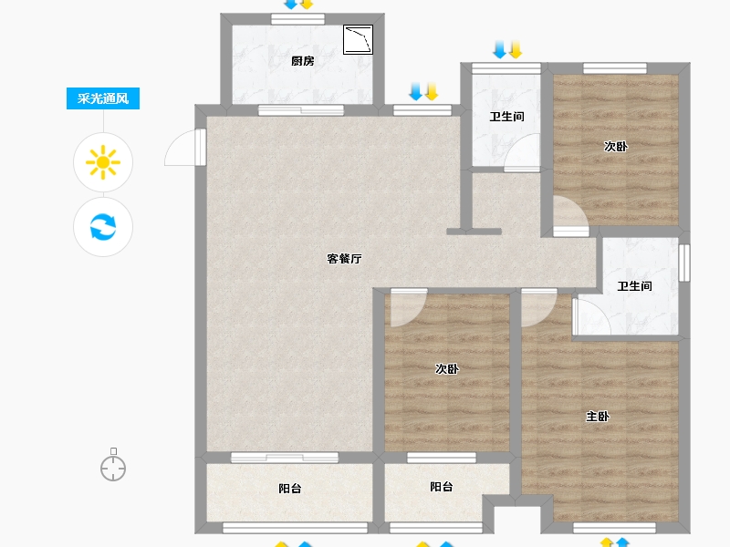 浙江省-湖州市-佳源都市奚塘景城-93.34-户型库-采光通风