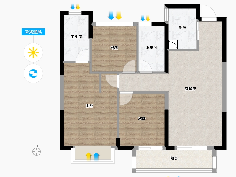 浙江省-湖州市-阳光城太湖湾-79.32-户型库-采光通风