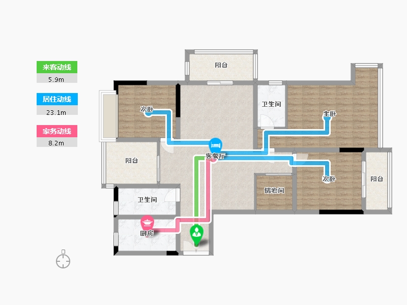 河南省-信阳市-湖畔春天3期-126.17-户型库-动静线