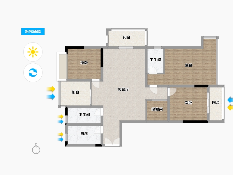 河南省-信阳市-湖畔春天3期-126.17-户型库-采光通风