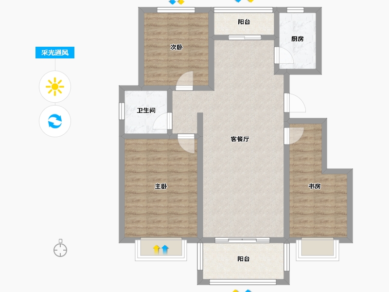 山东省-临沂市-诚德翰林园-92.67-户型库-采光通风