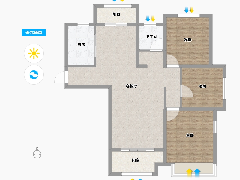 安徽省-芜湖市-新华联铂悦府-100.01-户型库-采光通风