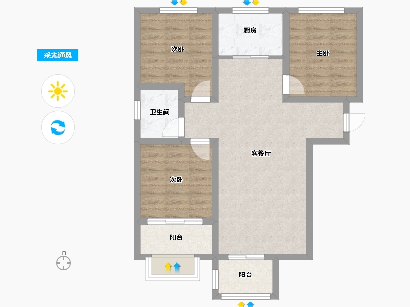 河北省-保定市-天保绿城-74.76-户型库-采光通风