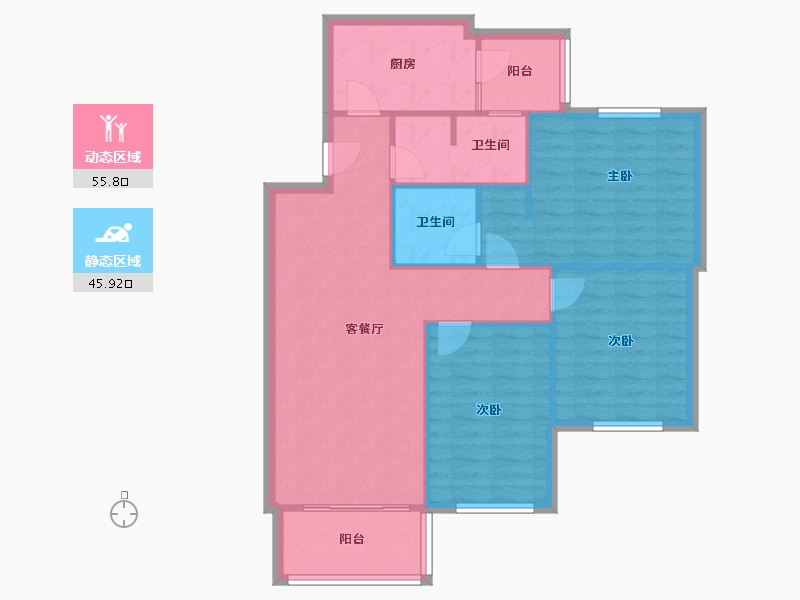 四川省-成都市-锦桂苑-92.66-户型库-动静分区