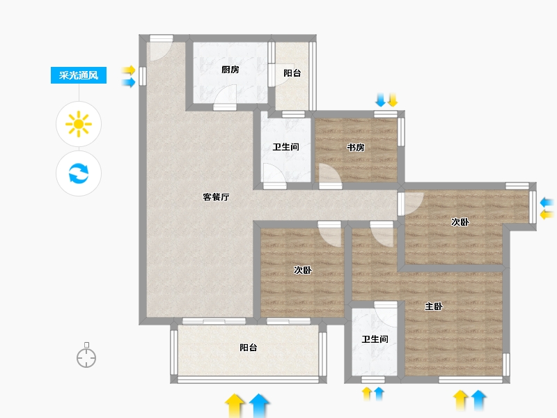 广西壮族自治区-南宁市-澜月府-101.70-户型库-采光通风