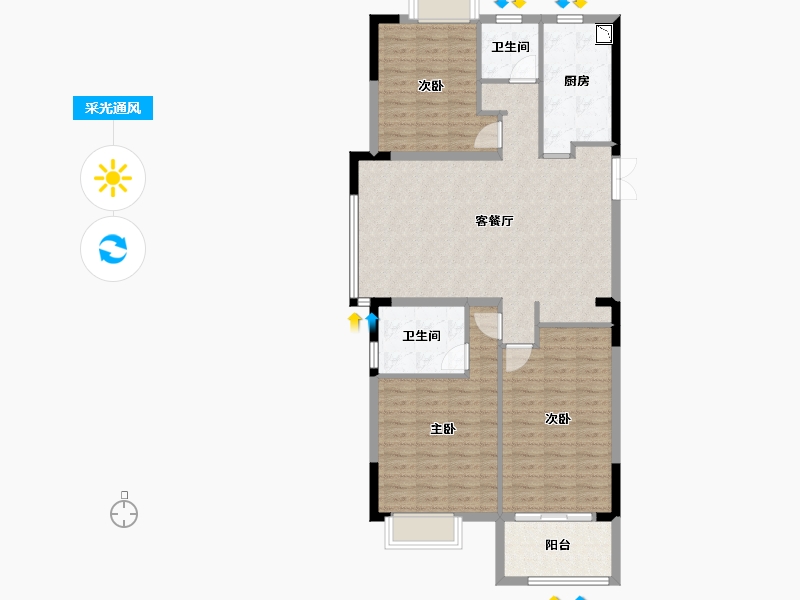 江西省-南昌市-青云公馆-104.26-户型库-采光通风