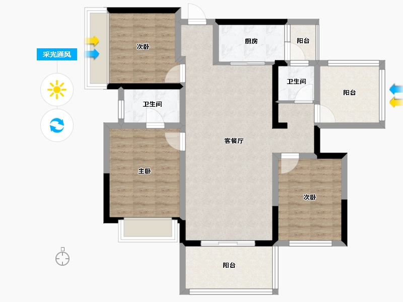 广西壮族自治区-南宁市-保利山渐青-92.89-户型库-采光通风