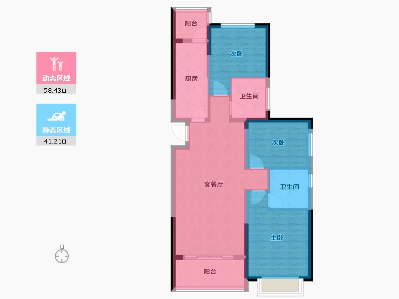 湖北省-荆门市-荆门恒大帝景-89.08-户型库-动静分区