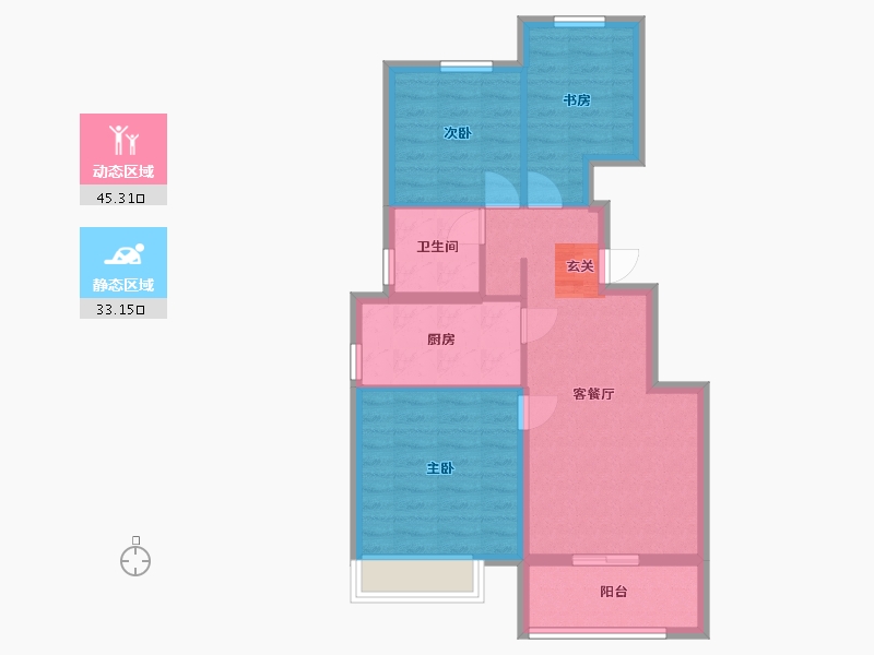 浙江省-宁波市-大发融悦府-70.00-户型库-动静分区