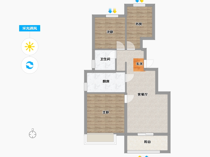 浙江省-宁波市-大发融悦府-70.00-户型库-采光通风