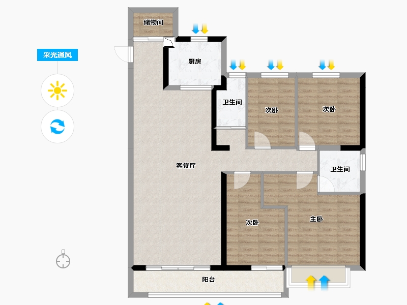 广西壮族自治区-玉林市-碧桂园御东府-112.40-户型库-采光通风