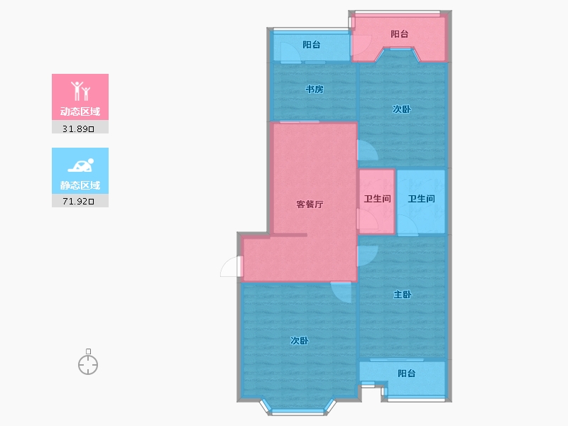 北京-北京市-芳源里甲区-94.71-户型库-动静分区