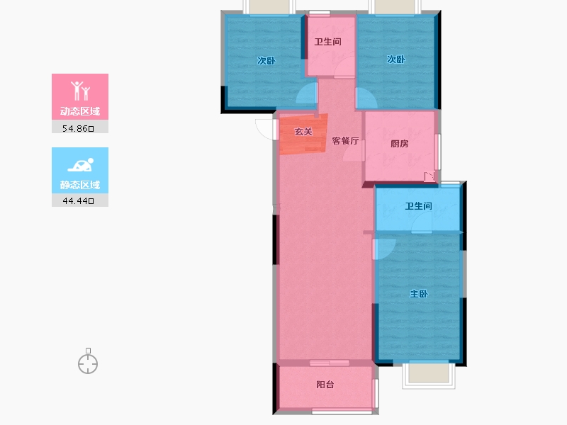 湖北省-武汉市-翡翠中心・润玺-89.11-户型库-动静分区