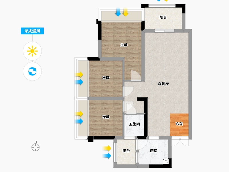 四川省-眉山市-九号公馆-69.78-户型库-采光通风