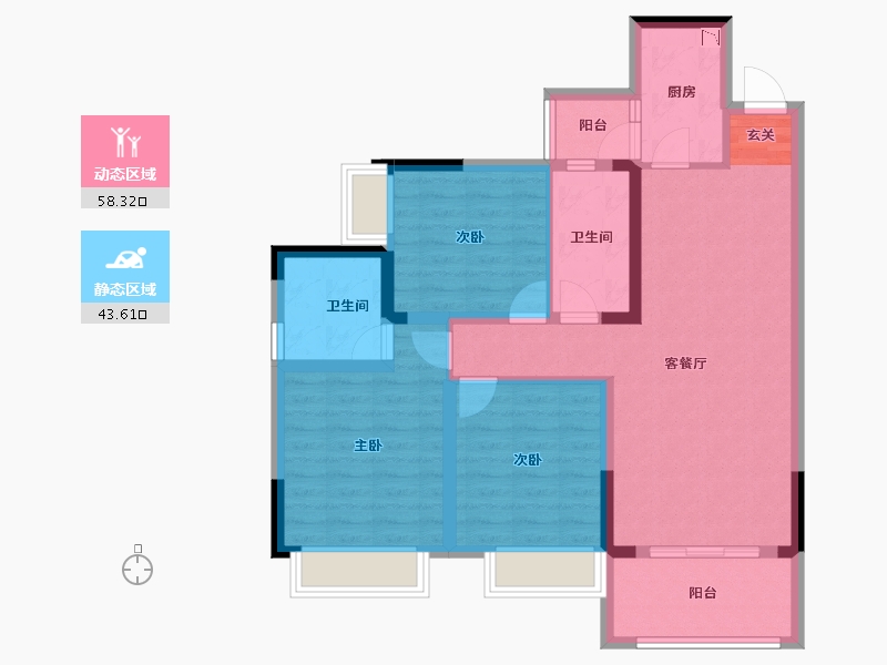 四川省-成都市-王府花园御锦苑-90.36-户型库-动静分区