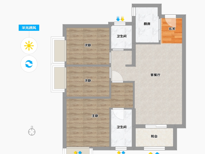 广东省-东莞市-万科城市之光-66.82-户型库-采光通风