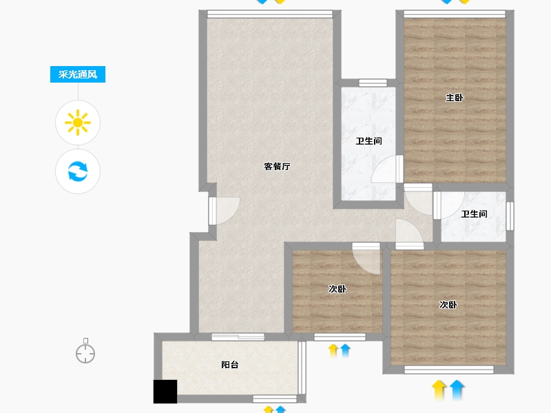 四川省-南充市-蓬安友豪新天地-95.00-户型库-采光通风