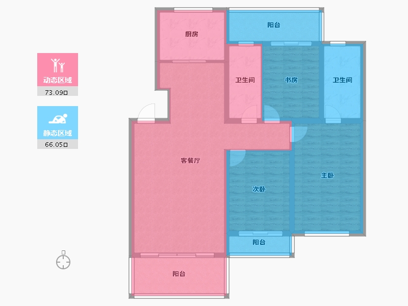 辽宁省-盘锦市-公园里-125.64-户型库-动静分区